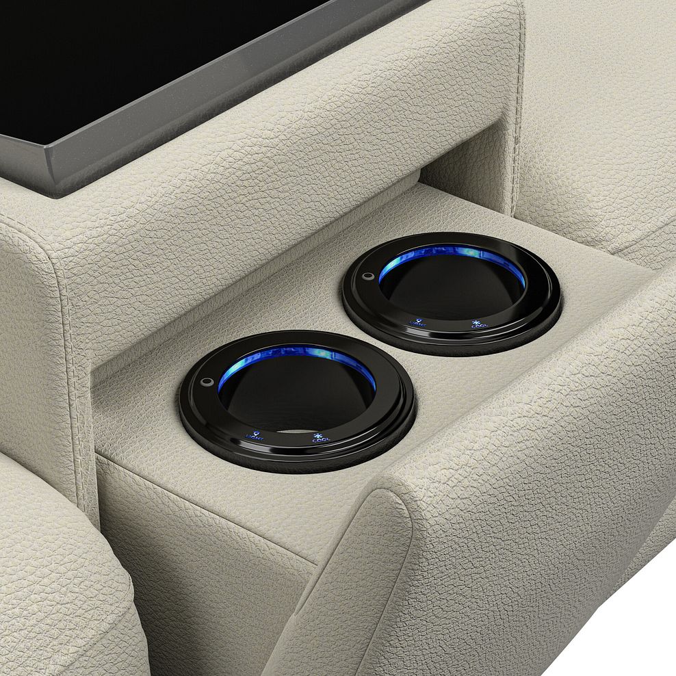 Brunel 2.5 Seater Recliner Sofa, Smart Screen & Speakers in Bone China Leather 15