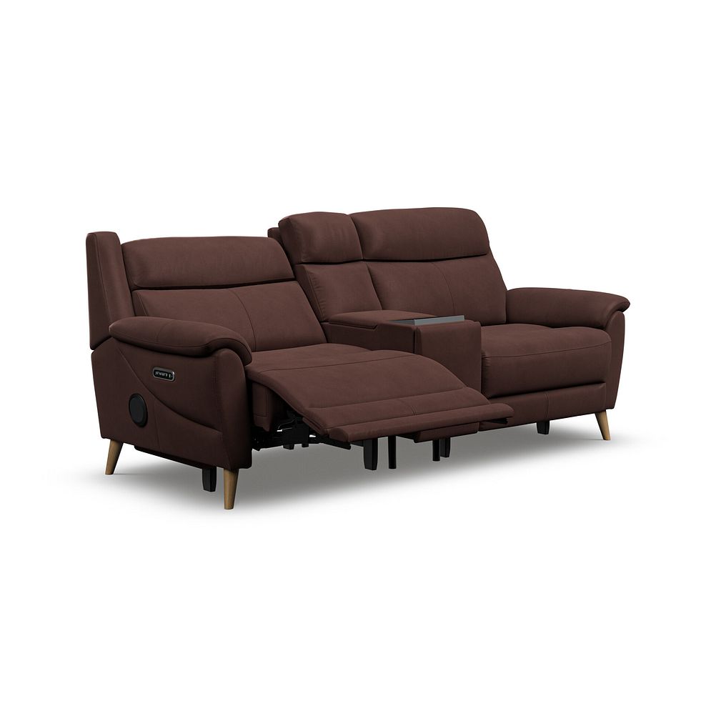 Brunel 2.5 Seater Recliner Sofa, Smart Screen & Speakers in Chestnut Leather 4