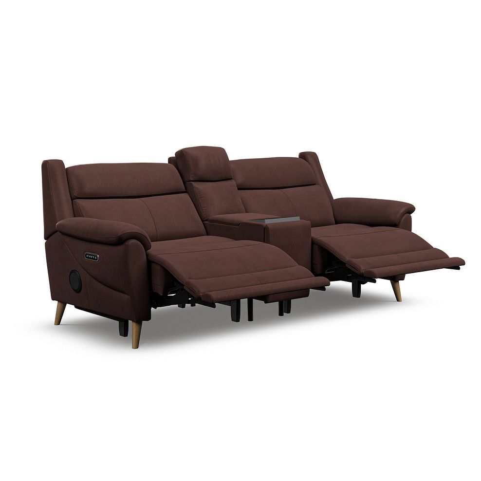 Brunel 2.5 Seater Recliner Sofa, Smart Screen & Speakers in Chestnut Leather 5