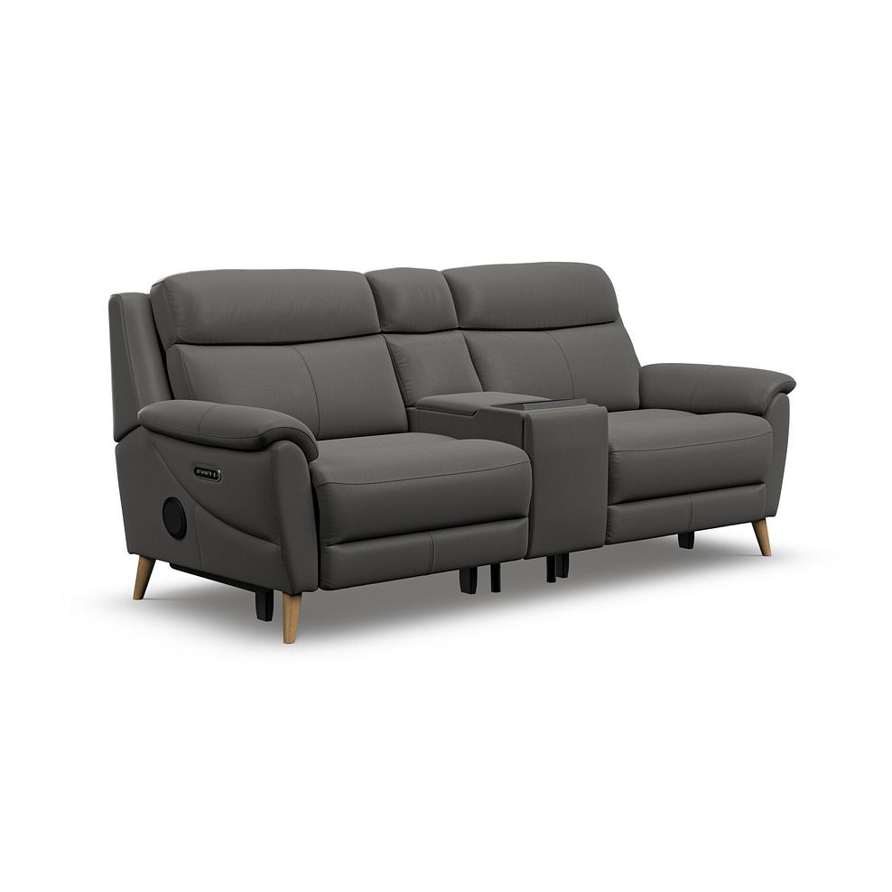 Brunel 2.5 Seater Recliner Sofa, Smart Screen & Speakers in Elephant Grey Leather 1