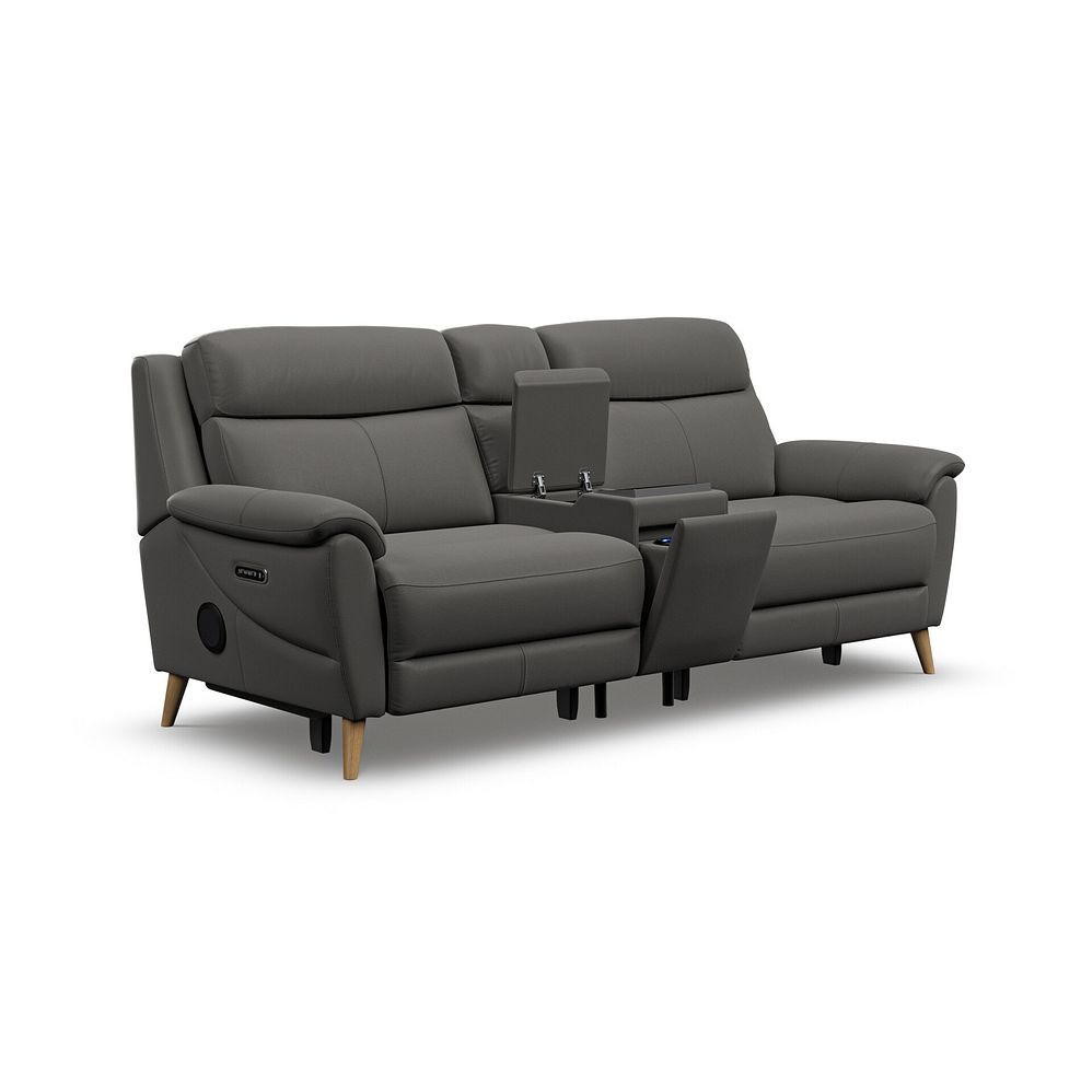 Brunel 2.5 Seater Recliner Sofa, Smart Screen & Speakers in Elephant Grey Leather 2