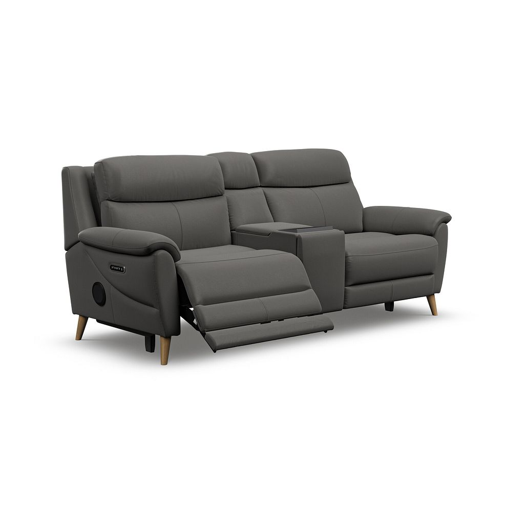 Brunel 2.5 Seater Recliner Sofa, Smart Screen & Speakers in Elephant Grey Leather 3