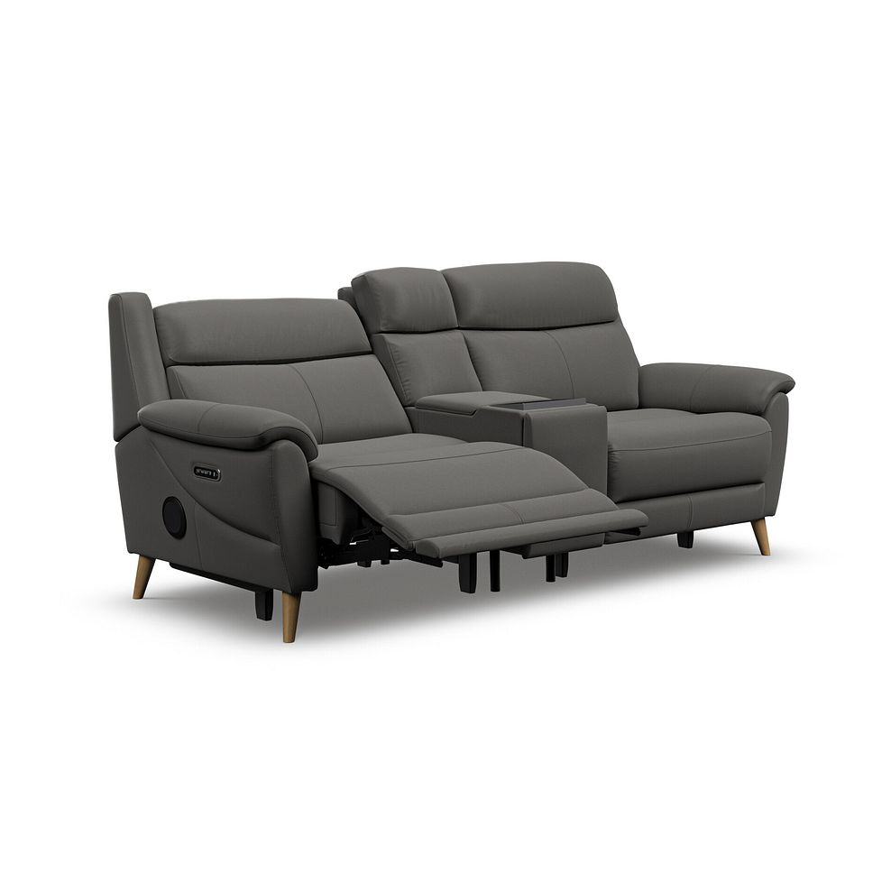 Brunel 2.5 Seater Recliner Sofa, Smart Screen & Speakers in Elephant Grey Leather 4
