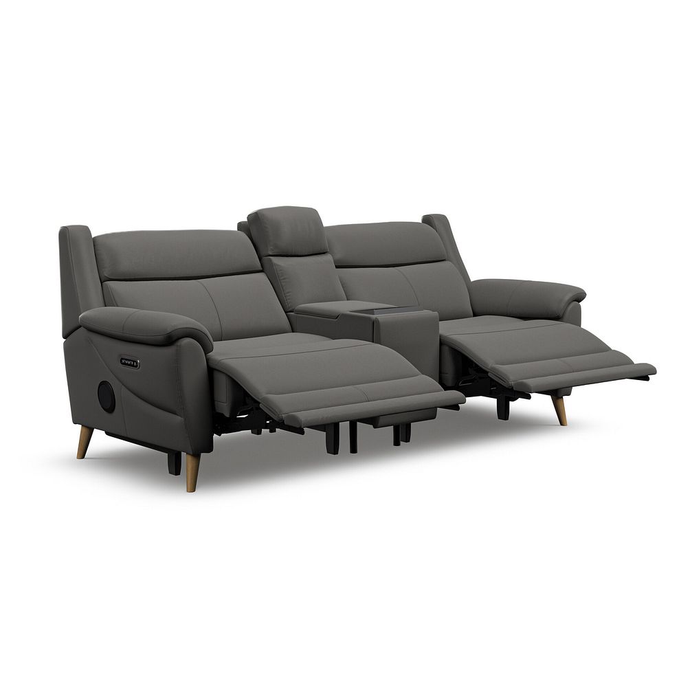 Brunel 2.5 Seater Recliner Sofa, Smart Screen & Speakers in Elephant Grey Leather 5