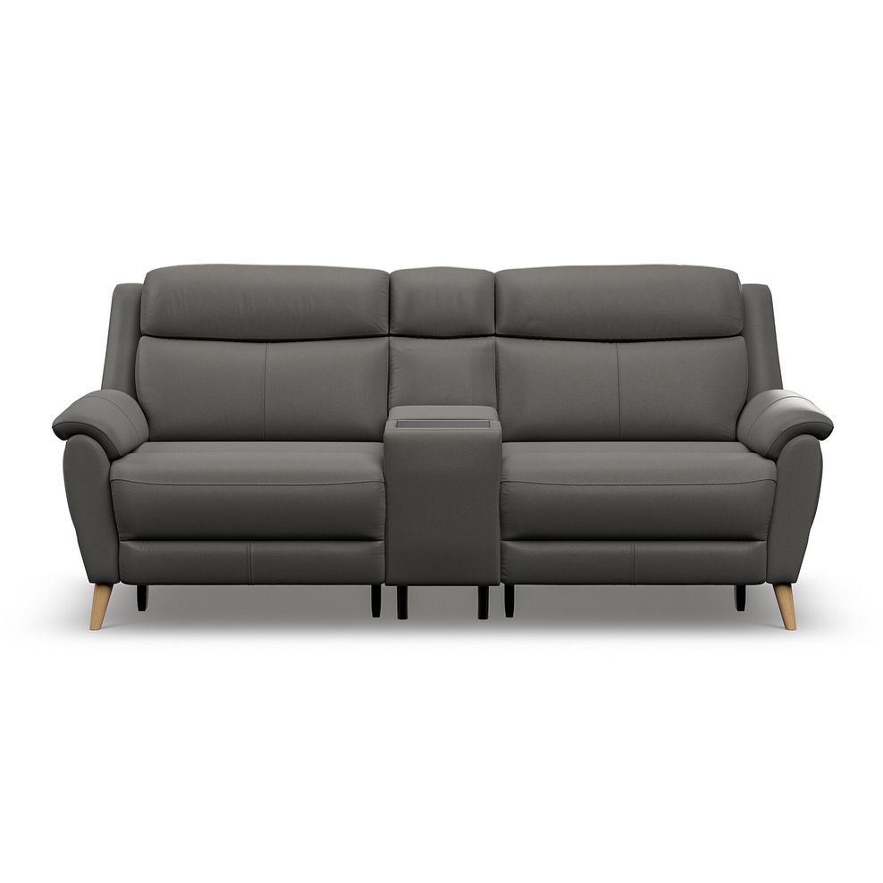 Brunel 2.5 Seater Recliner Sofa, Smart Screen & Speakers in Elephant Grey Leather 6