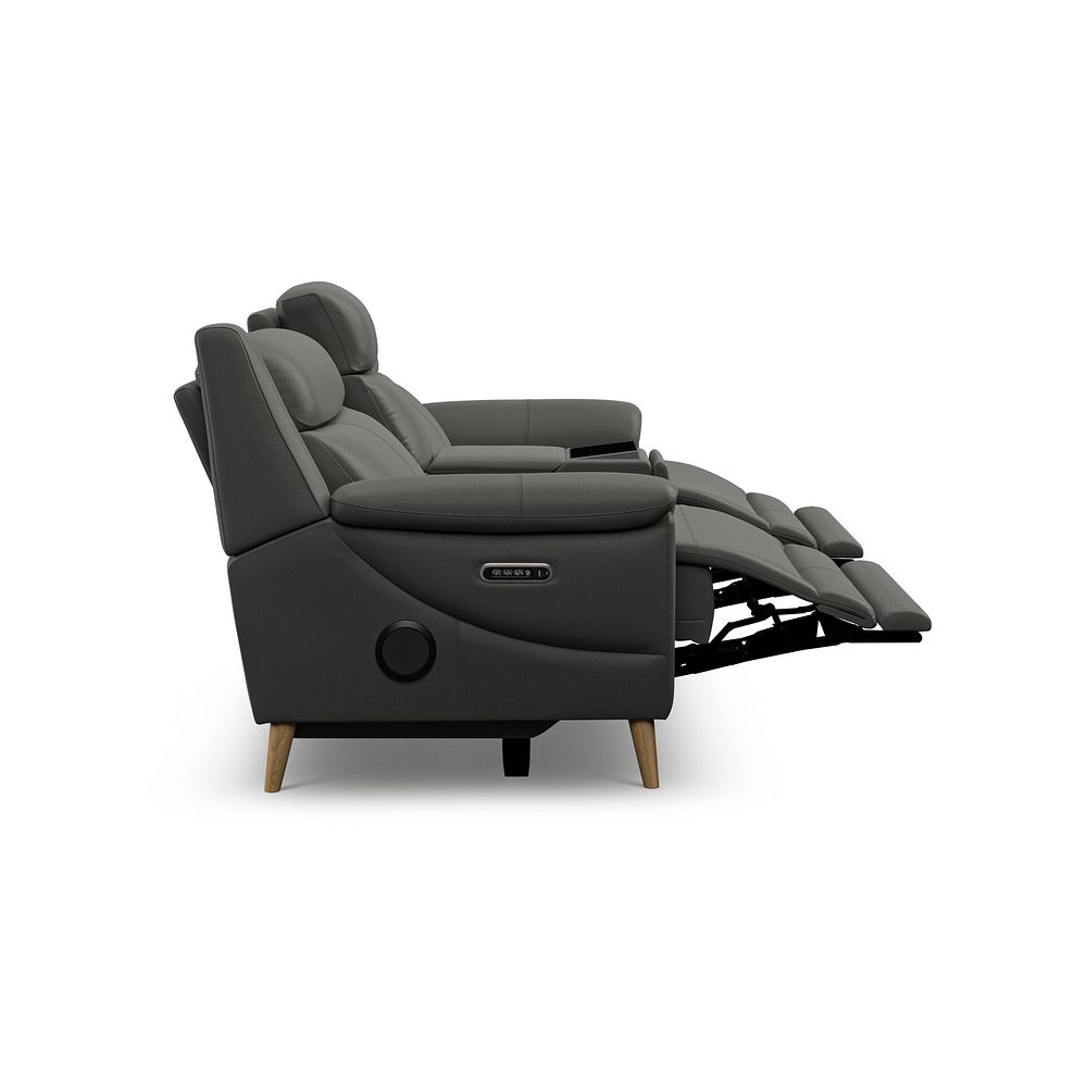 Brunel 2.5 Seater Recliner Sofa, Smart Screen & Speakers in Elephant Grey Leather 9