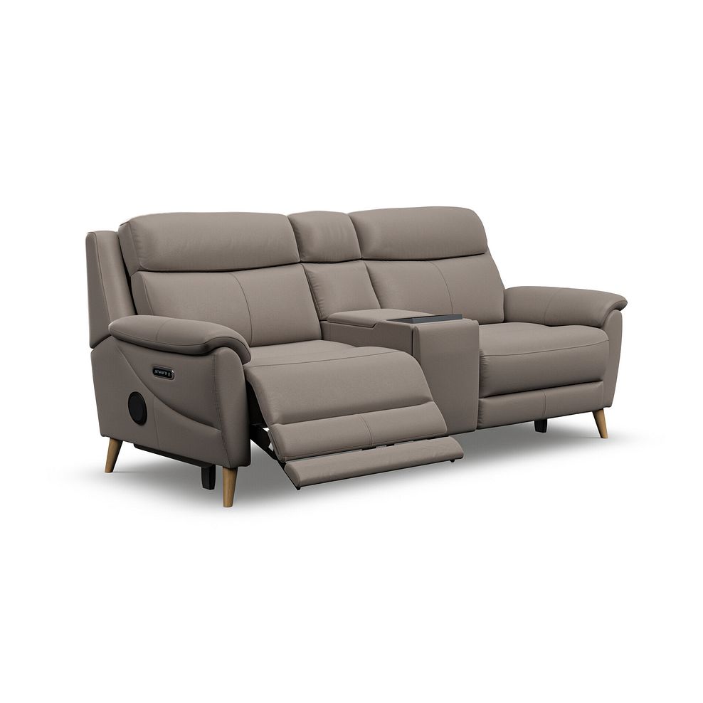 Brunel 2.5 Seater Recliner Sofa, Smart Screen & Speakers in Oyster Leather 3