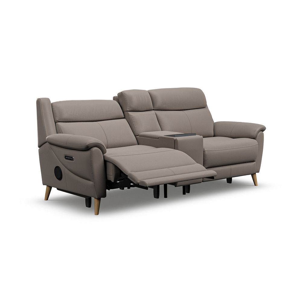 Brunel 2.5 Seater Recliner Sofa, Smart Screen & Speakers in Oyster Leather 4
