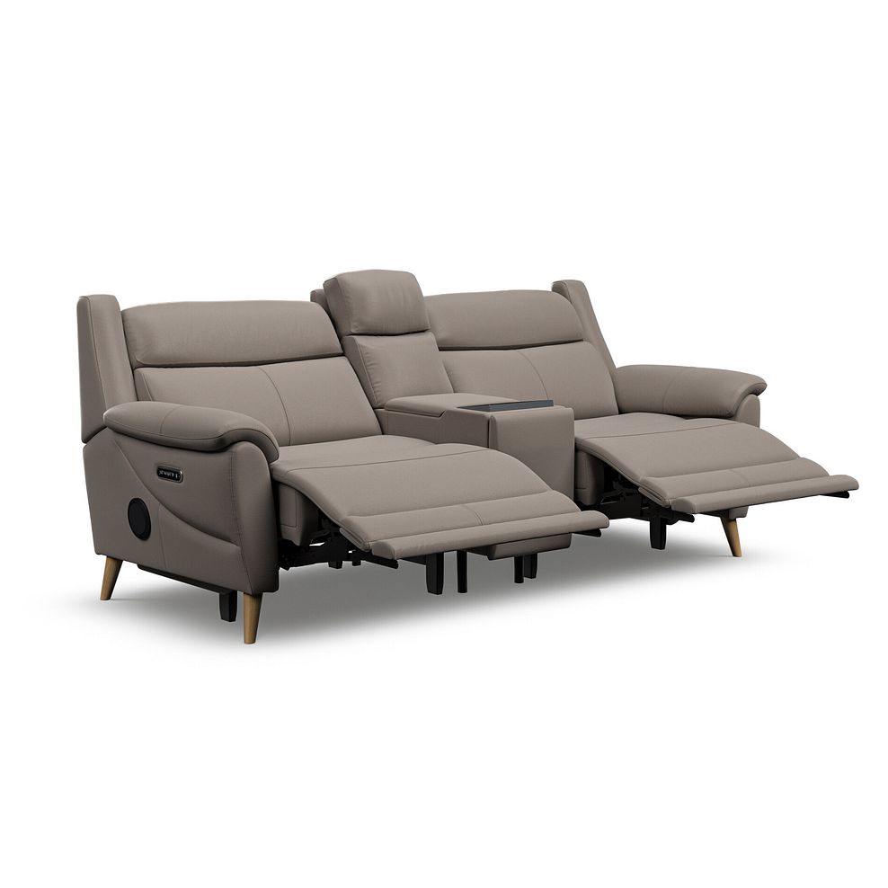 Brunel 2.5 Seater Recliner Sofa, Smart Screen & Speakers in Oyster Leather 5