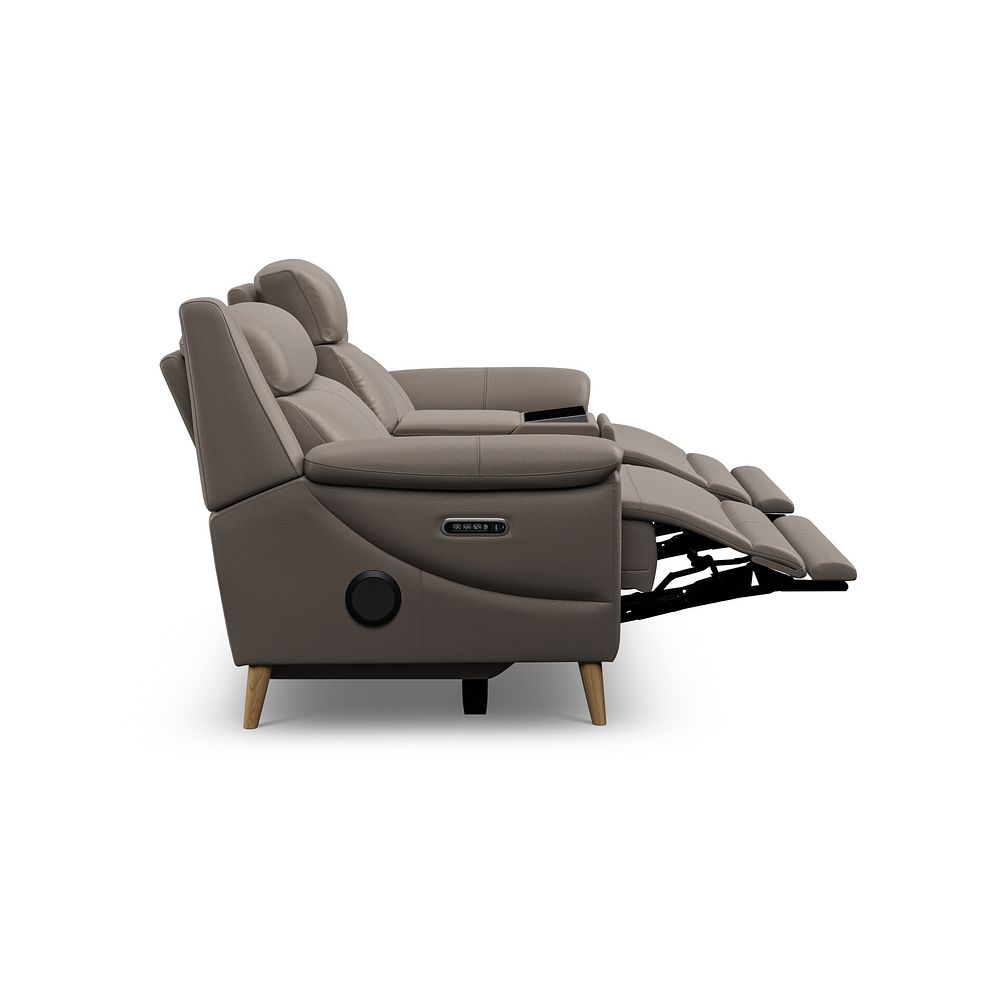 Brunel 2.5 Seater Recliner Sofa, Smart Screen & Speakers in Oyster Leather 9