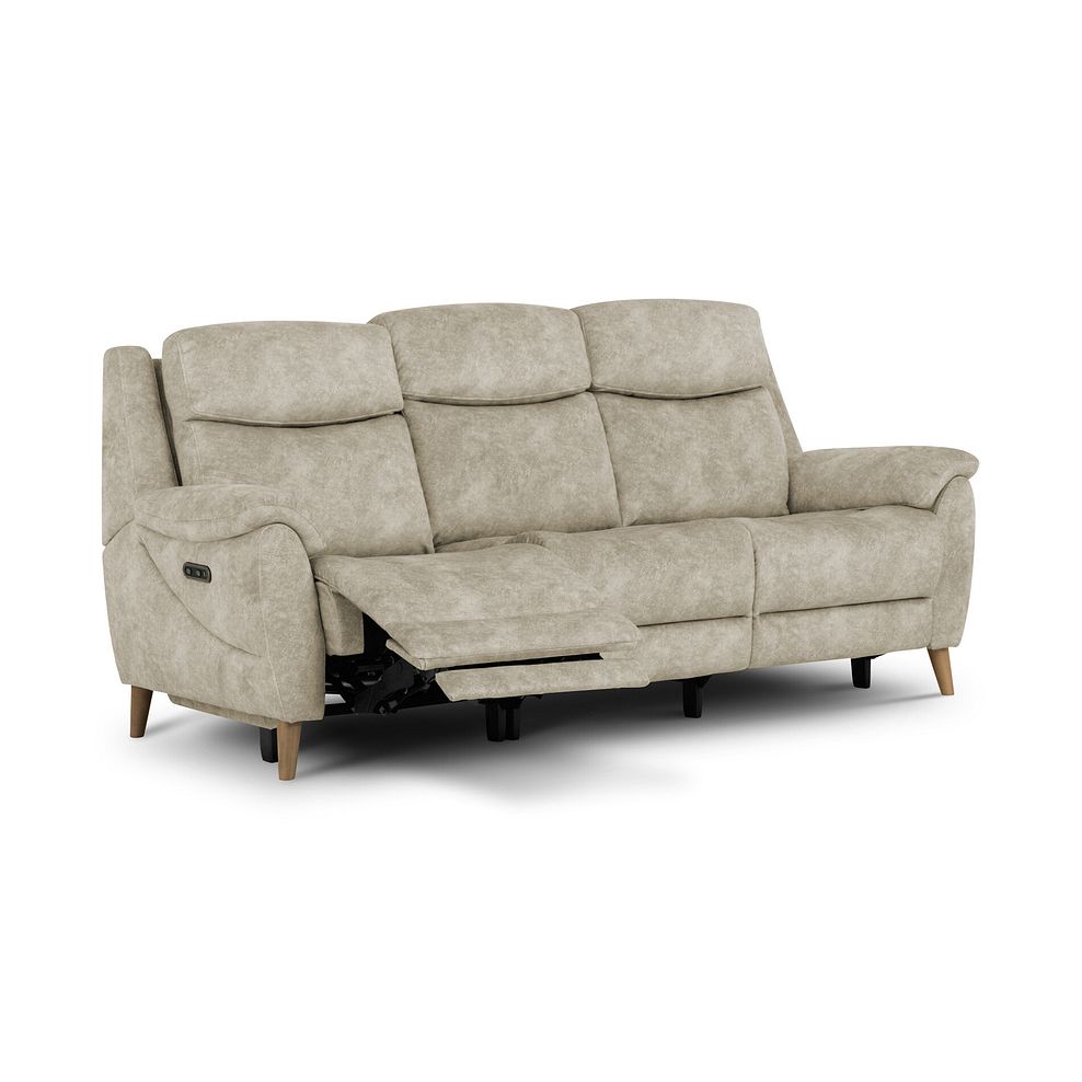 Brunel 3 Seater Electric Recliner Sofa in Marble Cream Fabric 2