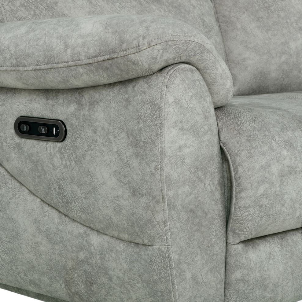 Brunel 3 Seater Electric Recliner Sofa in Marble Silver Fabric 7