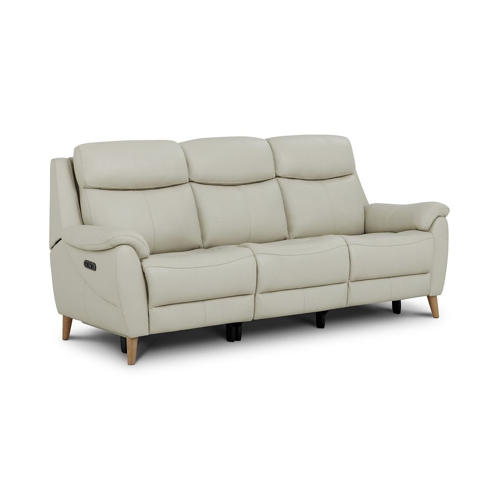 Brunel 3 Seater Recliner Sofa with Adjustable Power Headrest and Lumbar Support in Bone China Leather 1
