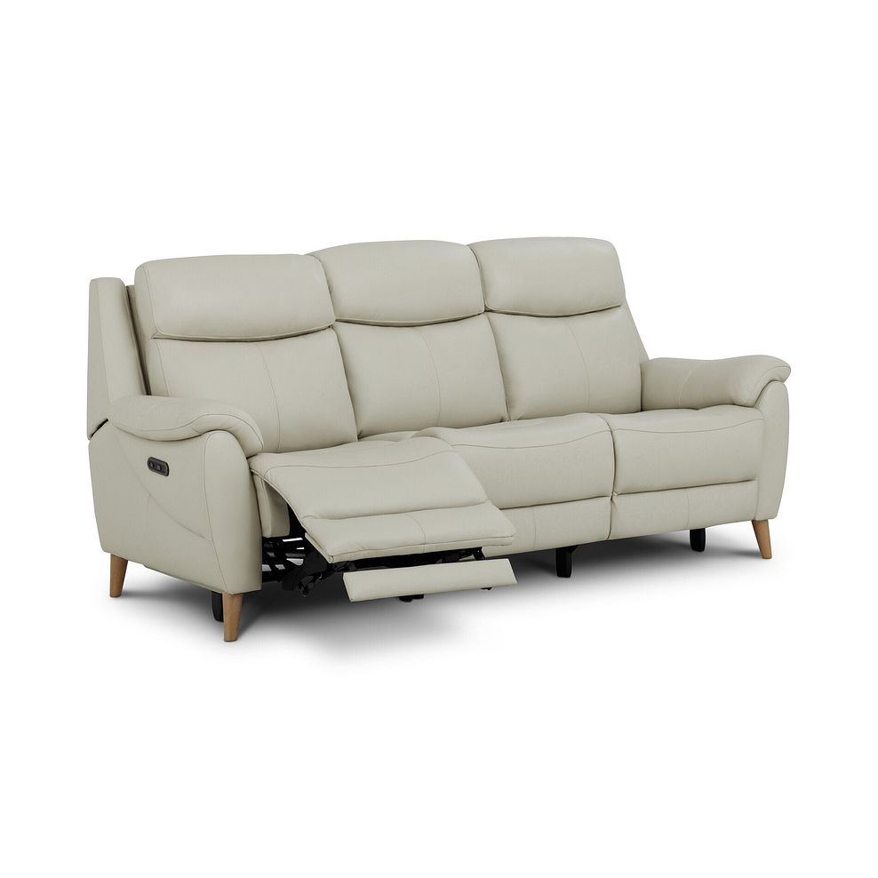 Brunel 3 Seater Recliner Sofa with Adjustable Power Headrest and Lumbar Support in Bone China Leather 2