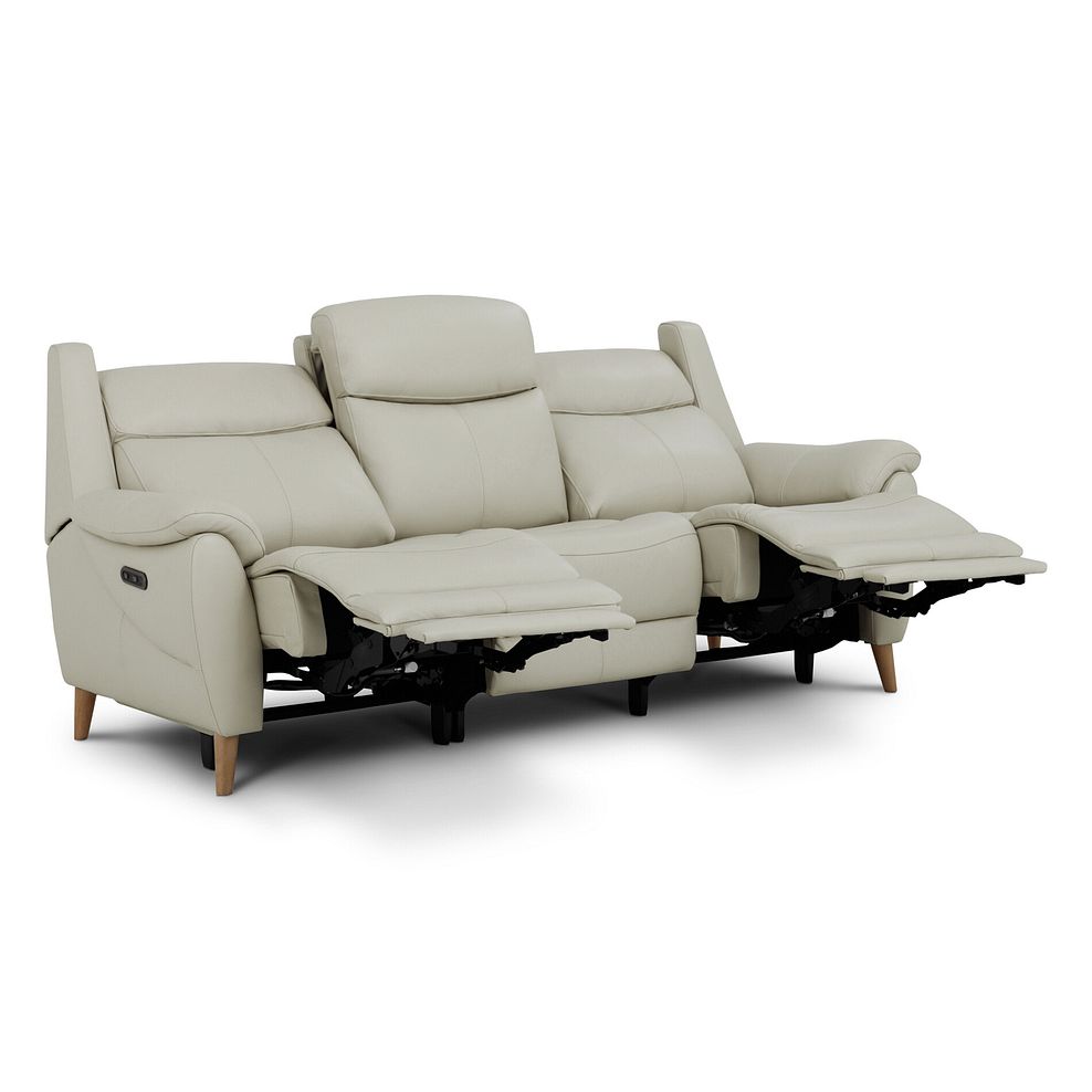 Brunel 3 Seater Recliner Sofa with Adjustable Power Headrest and Lumbar Support in Bone China Leather 3