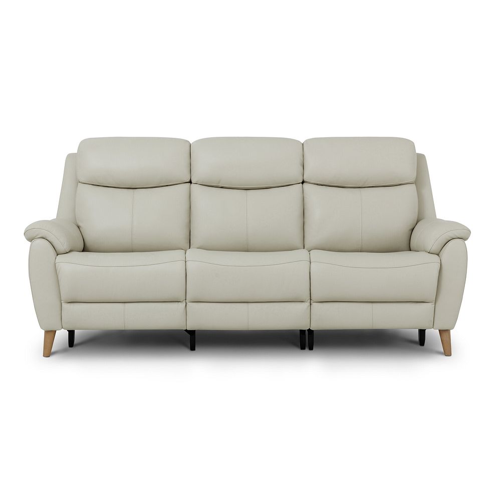 Brunel 3 Seater Recliner Sofa with Adjustable Power Headrest and Lumbar Support in Bone China Leather 4