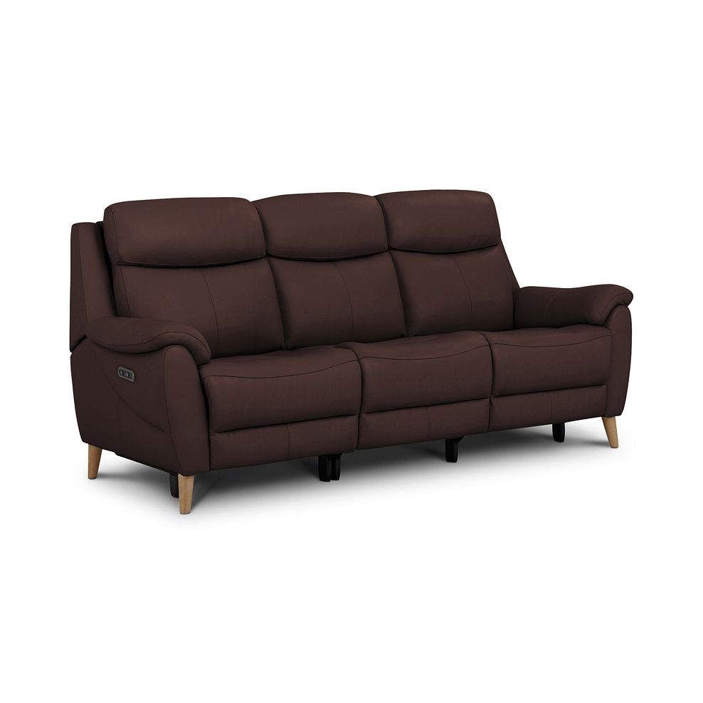 Brunel 3 Seater Recliner Sofa with Adjustable Power Headrest and Lumbar Support in Chestnut Leather 1