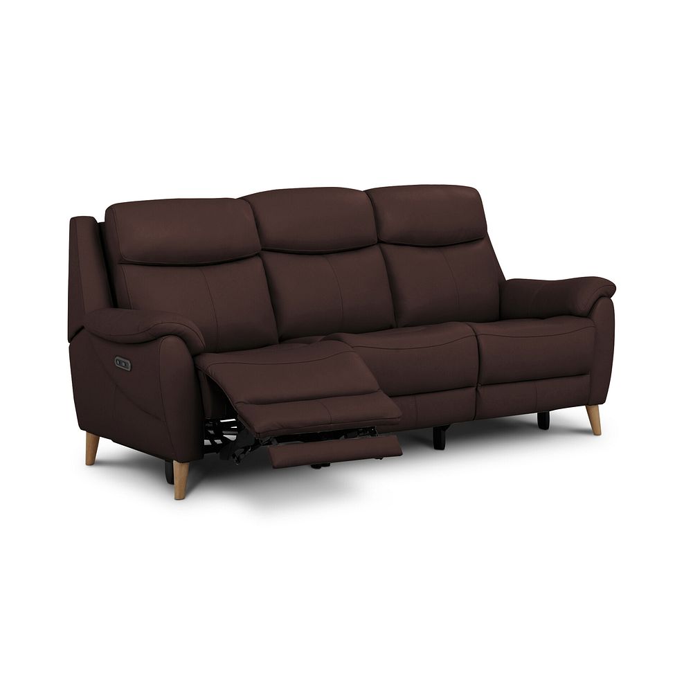 Brunel 3 Seater Recliner Sofa with Adjustable Power Headrest and Lumbar Support in Chestnut Leather 2