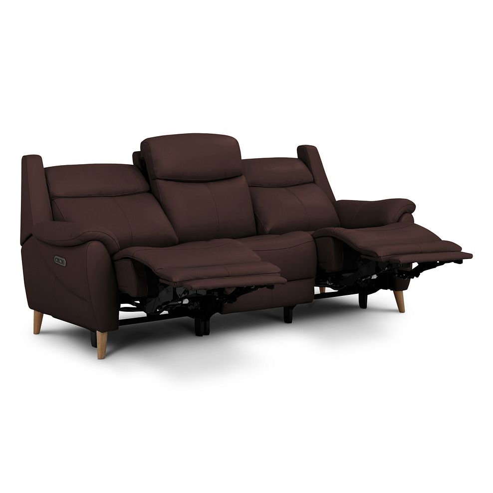 Brunel 3 Seater Recliner Sofa with Adjustable Power Headrest and Lumbar Support in Chestnut Leather 3