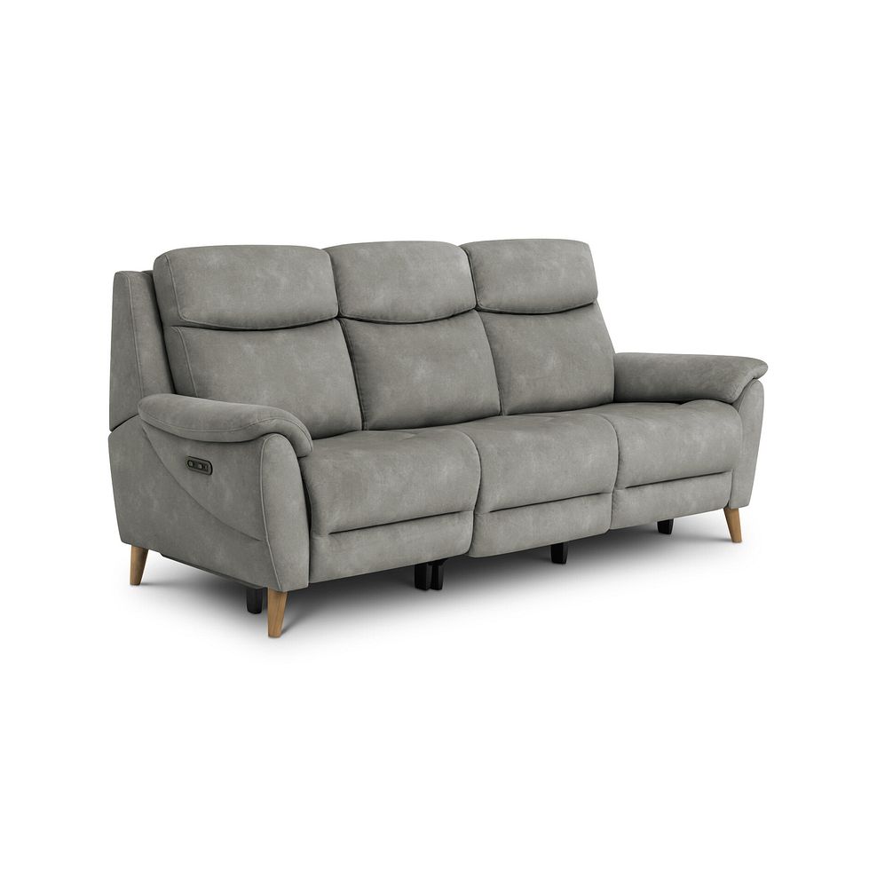 Brunel 3 Seater Recliner Sofa with Adjustable Power Headrest and Lumbar Support in Dexter Stone Fabric 4