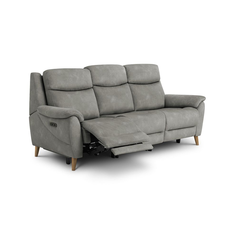 Brunel 3 Seater Recliner Sofa with Adjustable Power Headrest and Lumbar Support in Dexter Stone Fabric 5