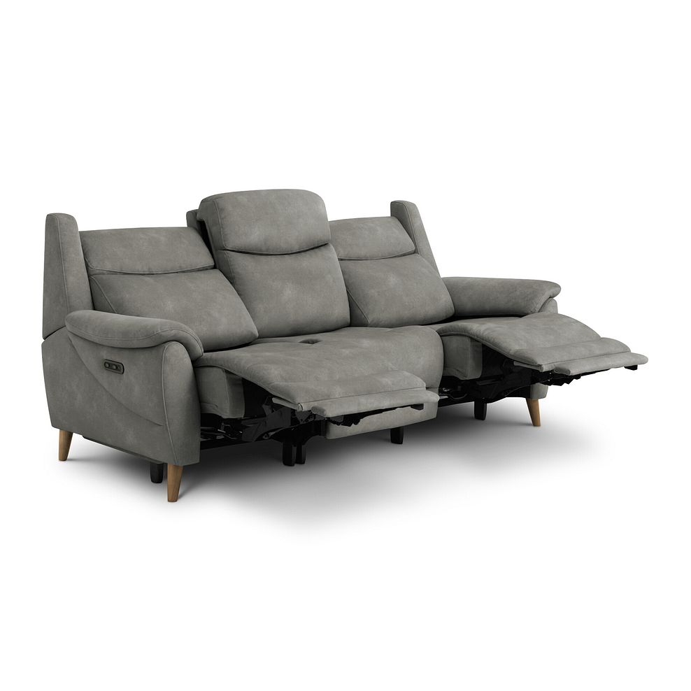 Brunel 3 Seater Recliner Sofa with Adjustable Power Headrest and Lumbar Support in Dexter Stone Fabric 6