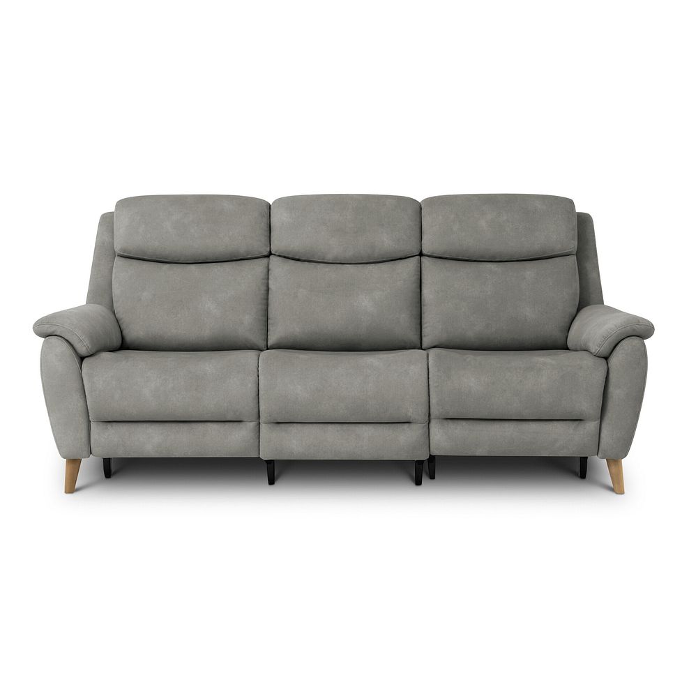 Brunel 3 Seater Recliner Sofa with Adjustable Power Headrest and Lumbar Support in Dexter Stone Fabric 7