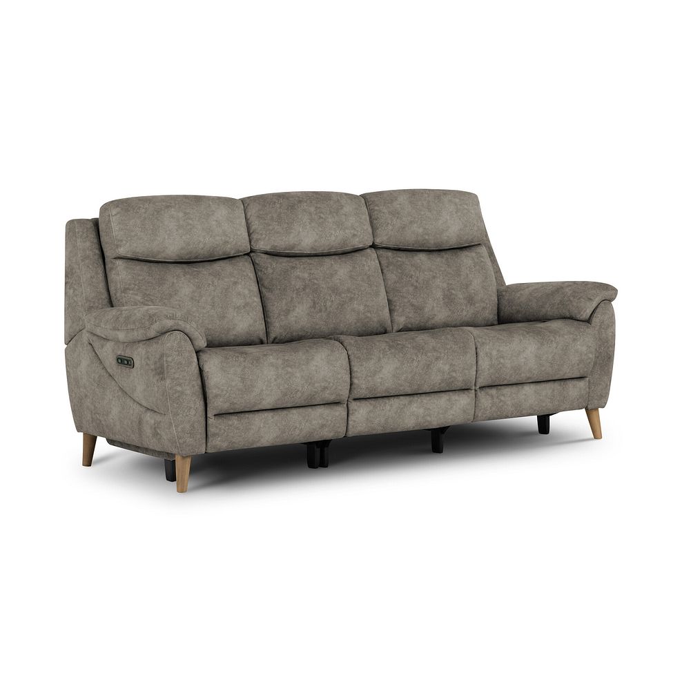 Brunel 3 Seater Recliner Sofa with Adjustable Power Headrest and Lumbar Support in Marble Charcoal Fabric 1