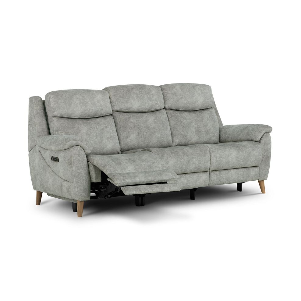 Brunel 3 Seater Recliner Sofa with Adjustable Power Headrest and Lumbar Support in Marble Silver Fabric 3