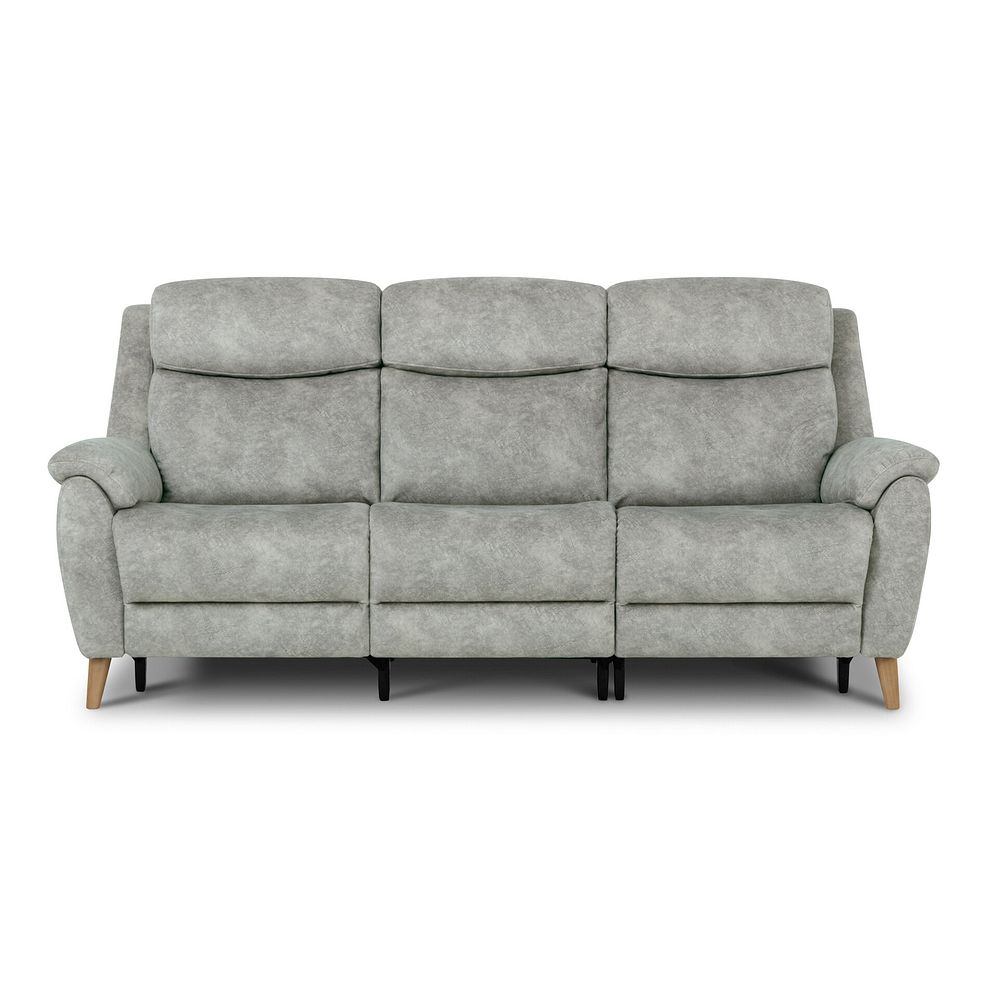 Brunel 3 Seater Recliner Sofa with Adjustable Power Headrest and Lumbar Support in Marble Silver Fabric 4