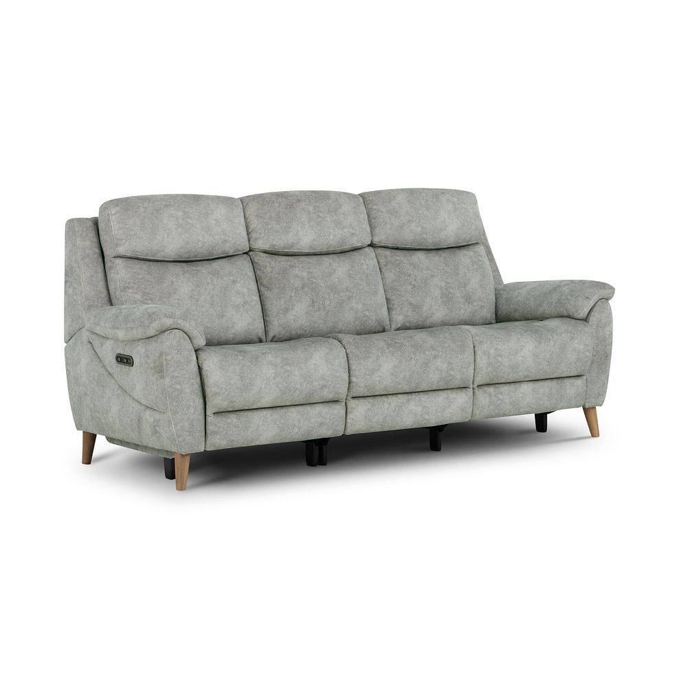 Brunel 3 Seater Recliner Sofa with Adjustable Power Headrest and Lumbar Support in Marble Silver Fabric 2