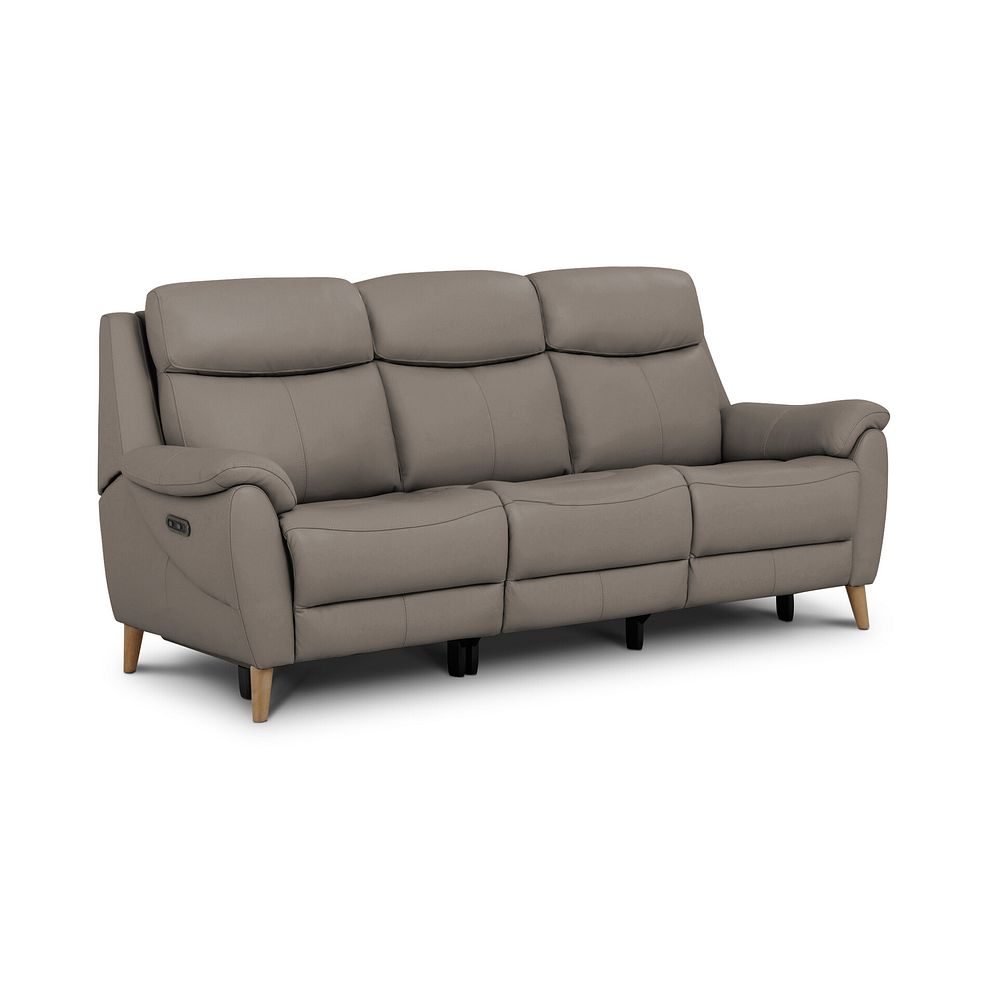 Brunel 3 Seater Recliner Sofa with Adjustable Power Headrest and Lumbar Support in Oyster Leather 1