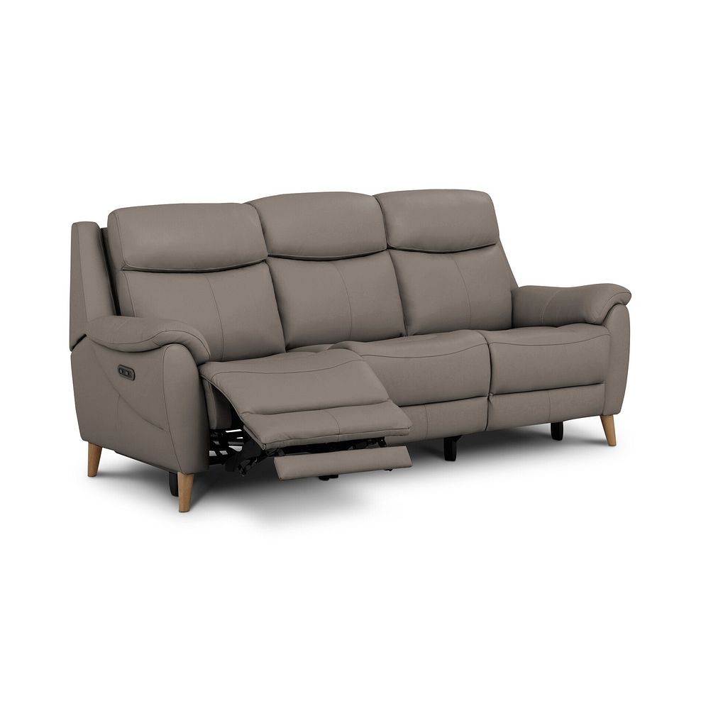 Brunel 3 Seater Recliner Sofa with Adjustable Power Headrest and Lumbar Support in Oyster Leather 2