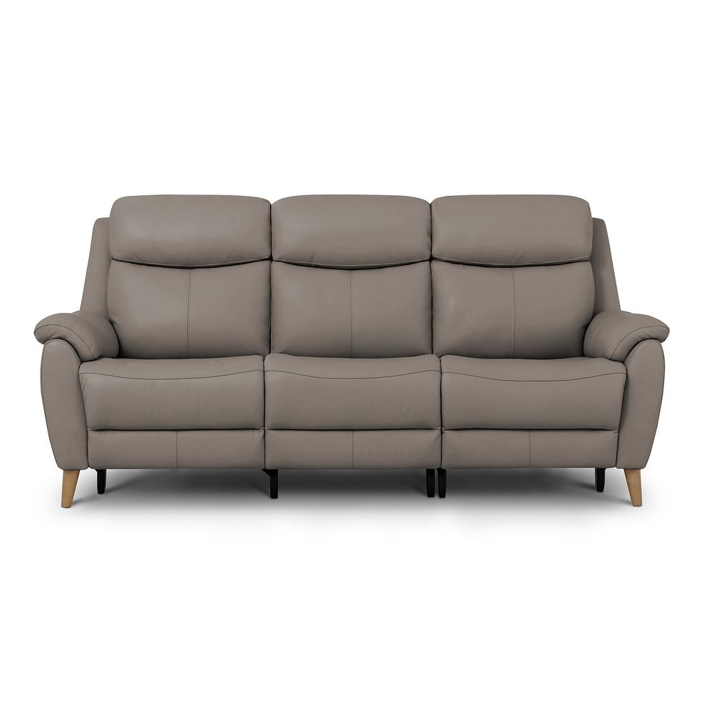 Brunel 3 Seater Recliner Sofa with Adjustable Power Headrest and Lumbar Support in Oyster Leather 3