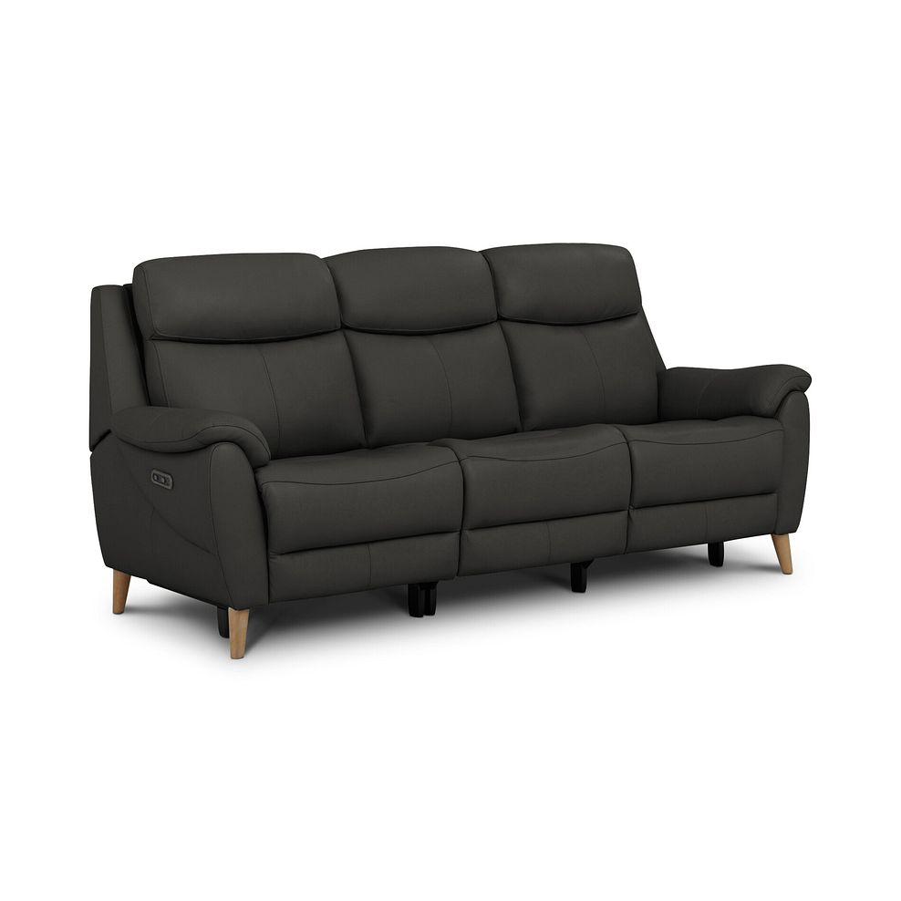 Brunel 3 Seater Recliner Sofa with Adjustable Power Headrest and Lumbar Support in Storm Leather 4