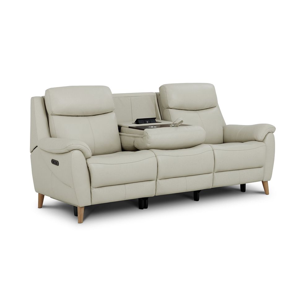 Brunel 3 Seater Electric Recliner Sofa with Multifunctional Middle Seat in Bone China Leather 1