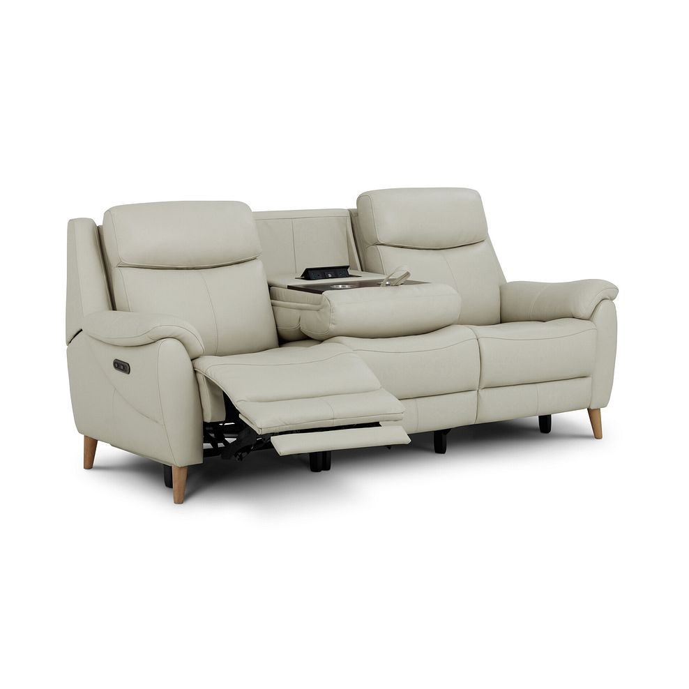 Brunel 3 Seater Electric Recliner Sofa with Multifunctional Middle Seat in Bone China Leather 4
