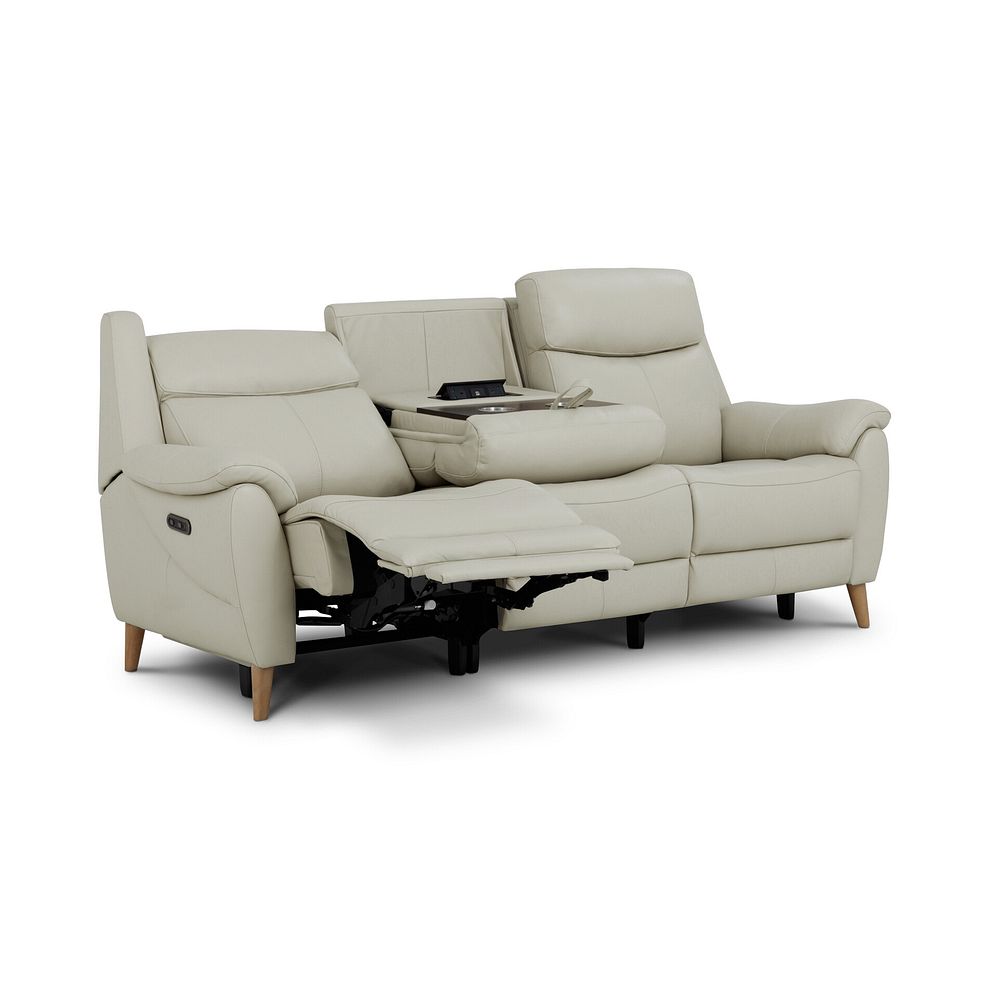 Brunel 3 Seater Electric Recliner Sofa with Multifunctional Middle Seat in Bone China Leather 5