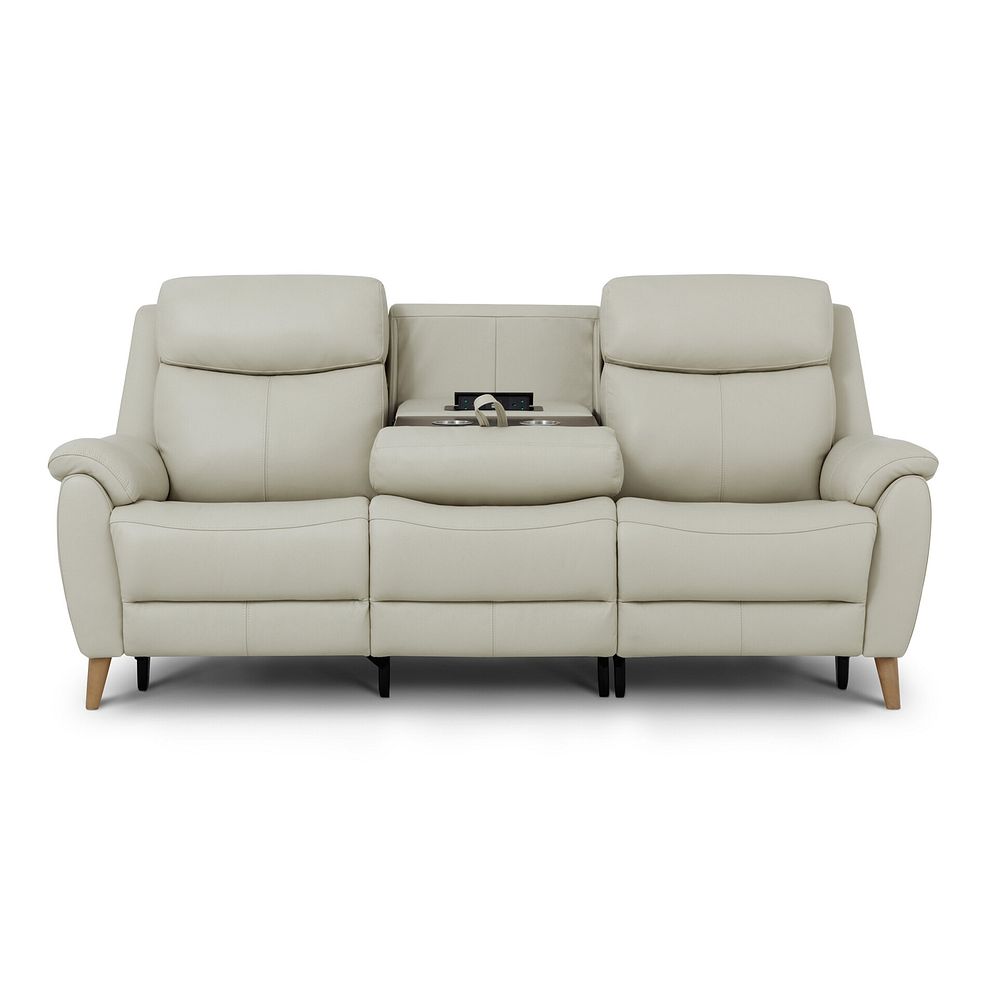 Brunel 3 Seater Electric Recliner Sofa with Multifunctional Middle Seat in Bone China Leather 8