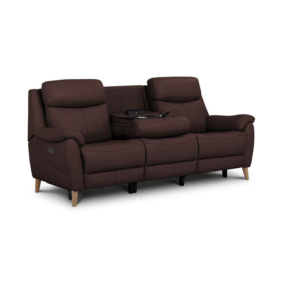 Brunel 3 Seater Electric Recliner Sofa with Multifunctional Middle Seat in Chestnut Leather 1