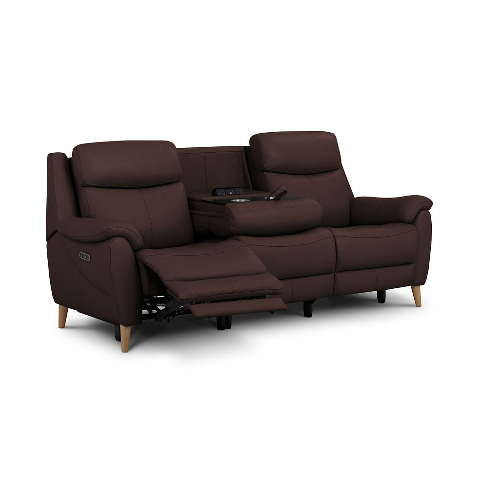 Brunel 3 Seater Electric Recliner Sofa with Multifunctional Middle Seat in Chestnut Leather 4