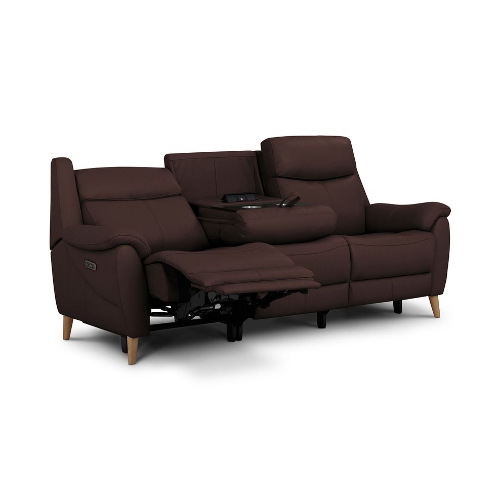 Brunel 3 Seater Electric Recliner Sofa with Multifunctional Middle Seat in Chestnut Leather 5