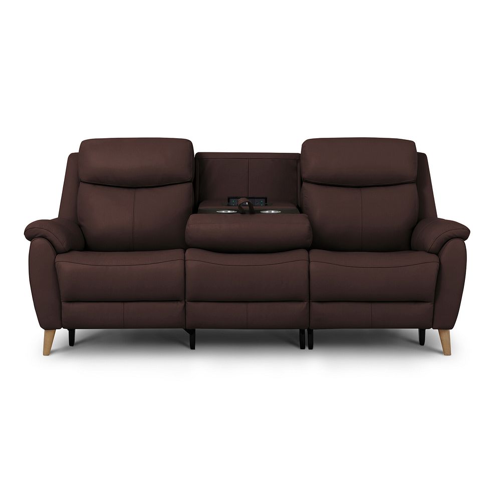 Brunel 3 Seater Electric Recliner Sofa with Multifunctional Middle Seat in Chestnut Leather 8