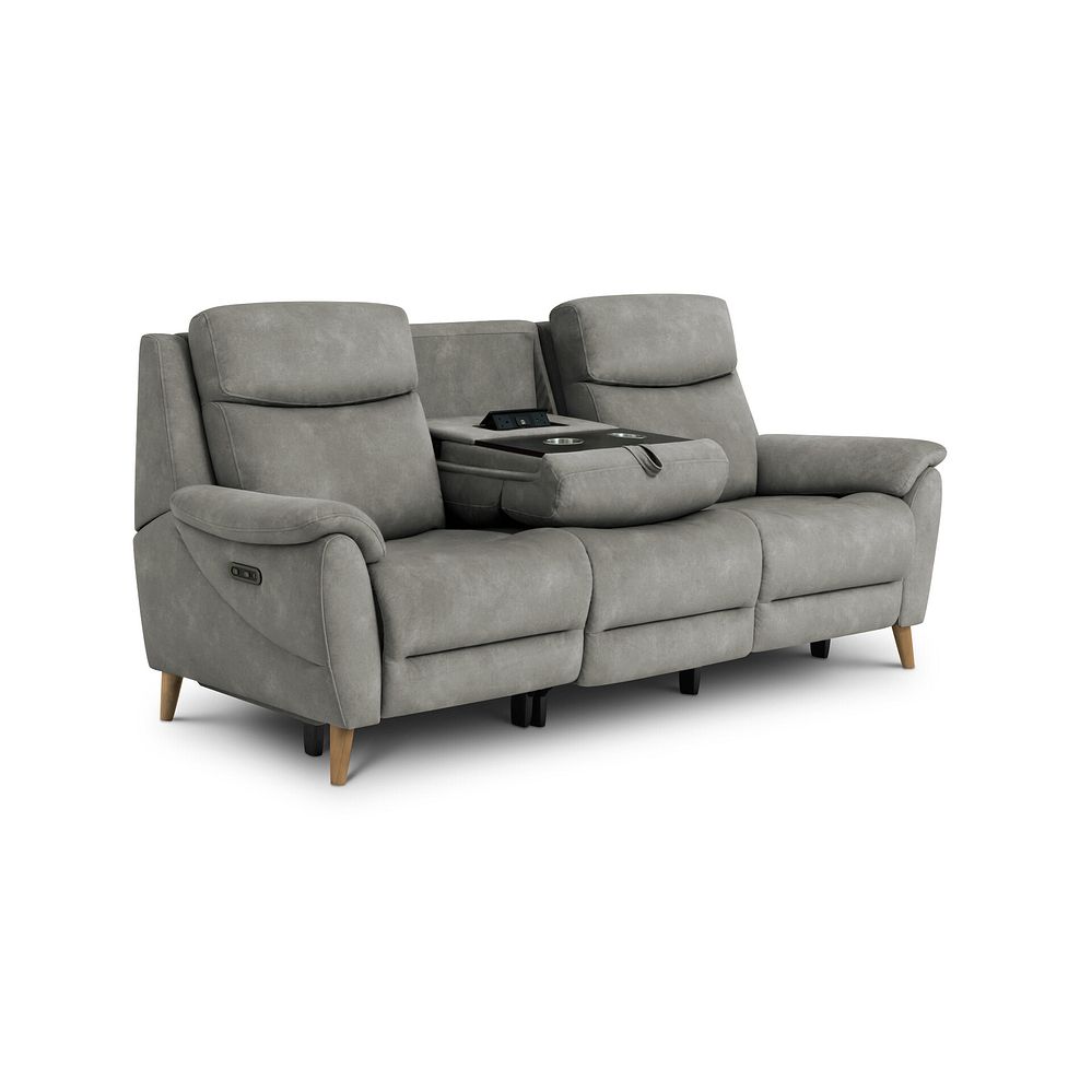 Brunel 3 Seater Electric Recliner Sofa with Multifunctional Middle Seat in Dexter Stone Fabric 4