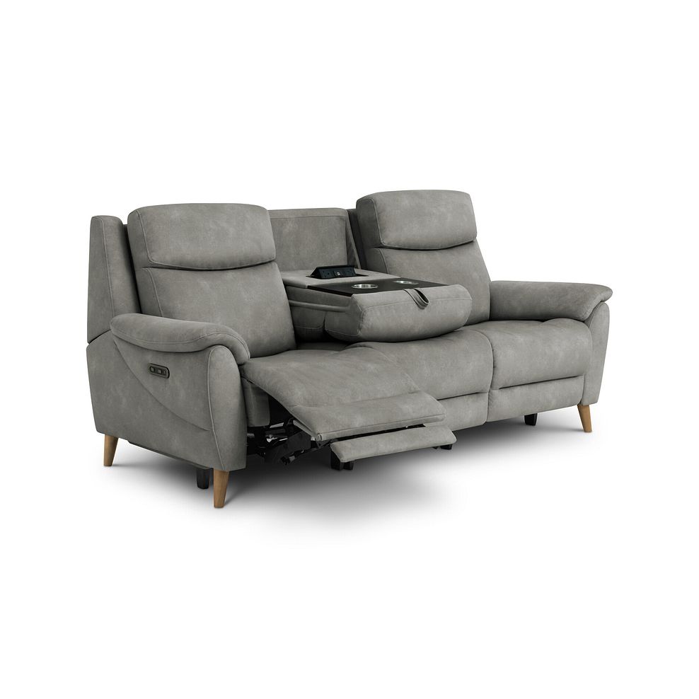 Brunel 3 Seater Electric Recliner Sofa with Multifunctional Middle Seat in Dexter Stone Fabric 7
