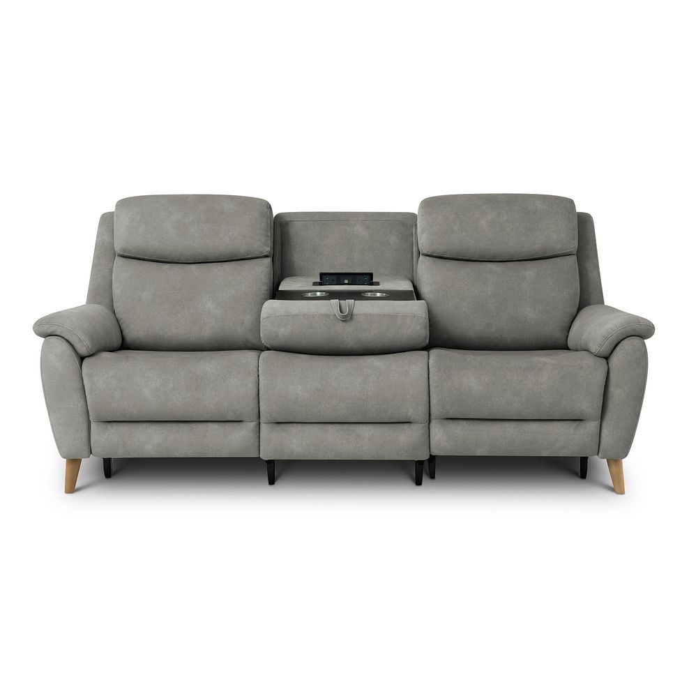Brunel 3 Seater Electric Recliner Sofa with Multifunctional Middle Seat in Dexter Stone Fabric 10