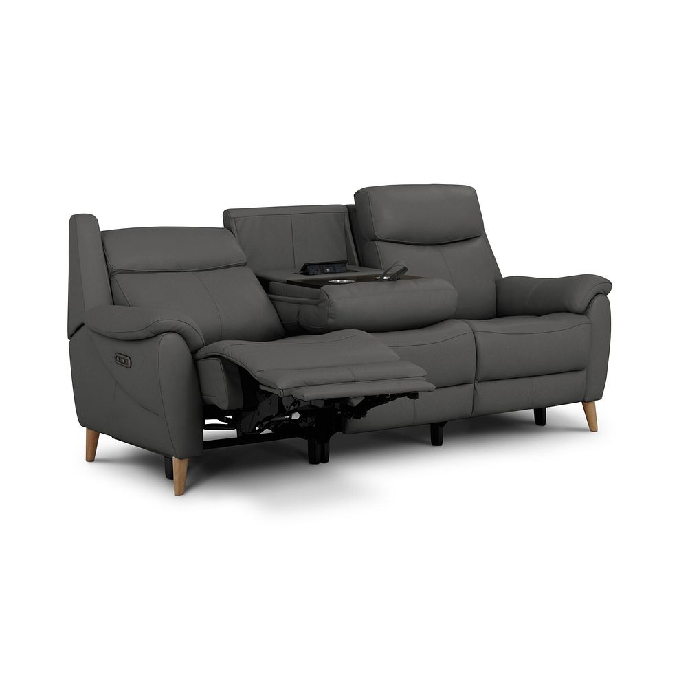 Brunel 3 Seater Electric Recliner Sofa with Multifunctional Middle Seat in Elephant Grey Leather 5