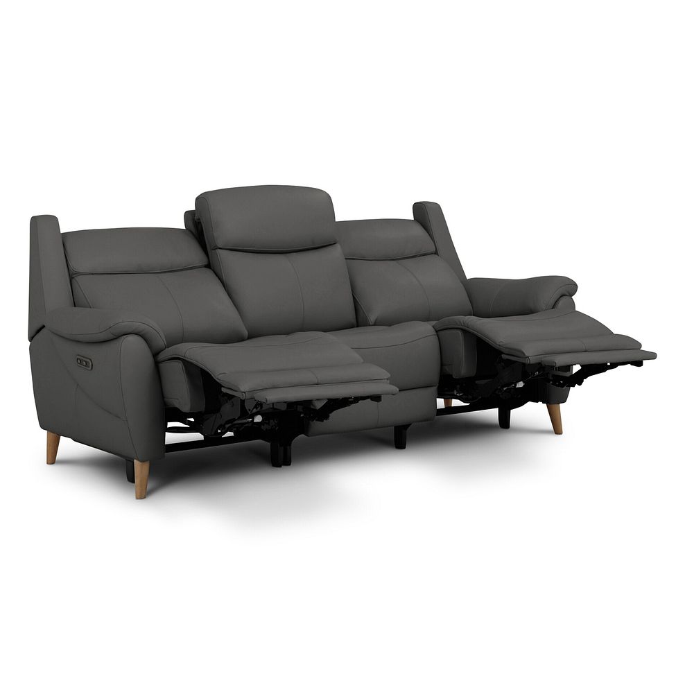 Brunel 3 Seater Electric Recliner Sofa with Multifunctional Middle Seat in Elephant Grey Leather 6