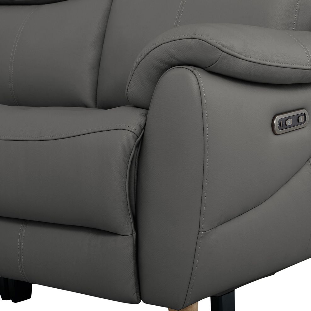 Brunel 3 Seater Electric Recliner Sofa with Multifunctional Middle Seat in Elephant Grey Leather 13