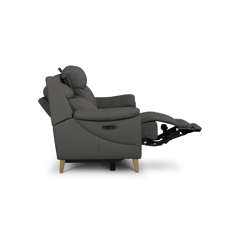 Brunel 3 Seater Electric Recliner Sofa with Multifunctional Middle Seat in Elephant Grey Leather 10